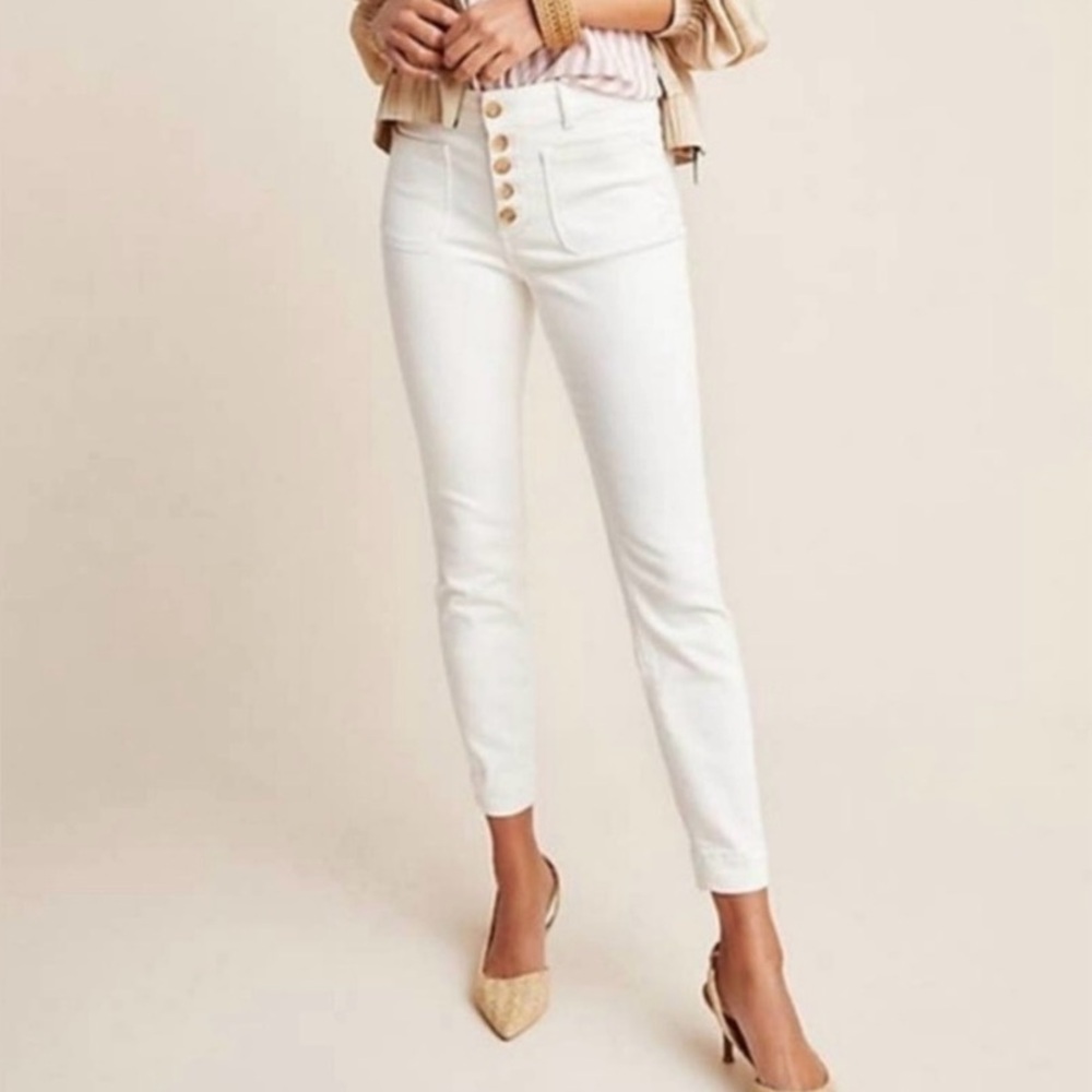 Pilcro and the Letterpress High Rise Denim Legging White Stretch Skinny Jeans 25 - Picture 1 of 10